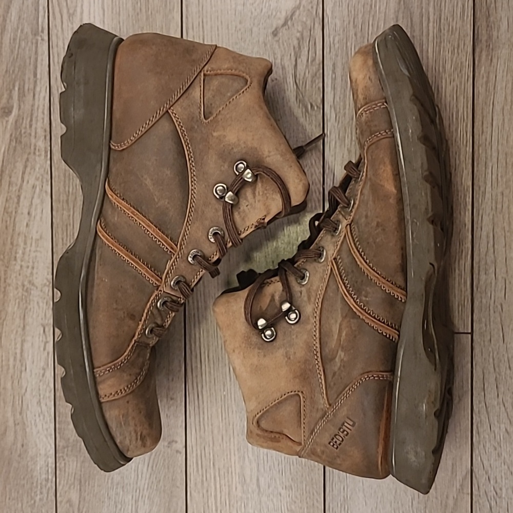 BED STU Dark Brown Leather Hiking Sz 13 Mens Ankle Lace Up Boots VTG RARE